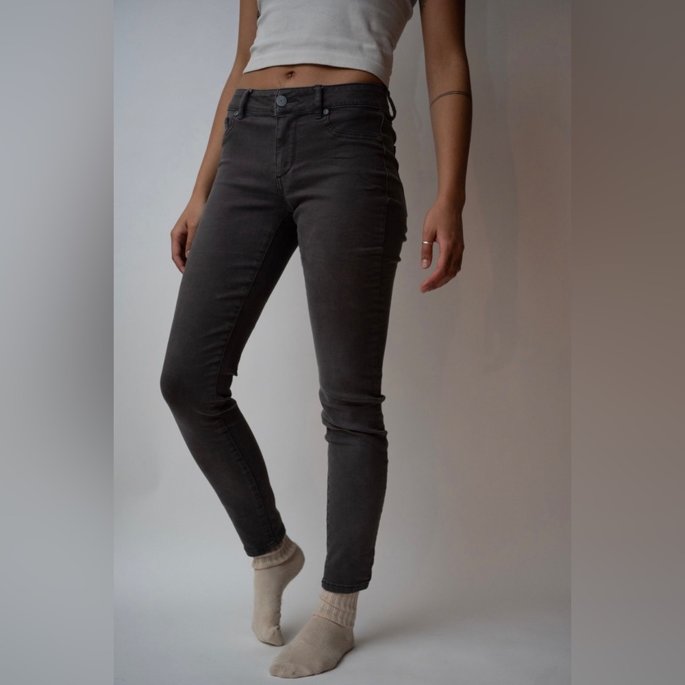 Gray straight leg pants